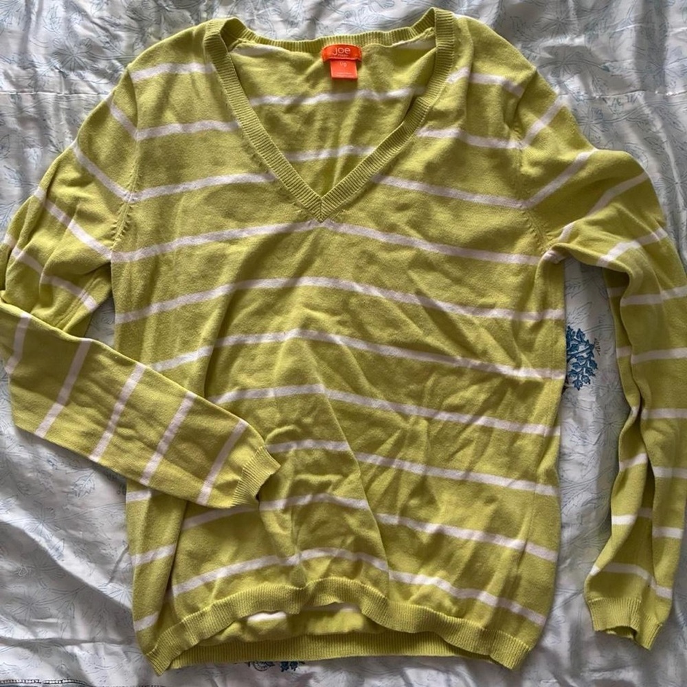 Anthropologie Lime Green V-Neck Sweater